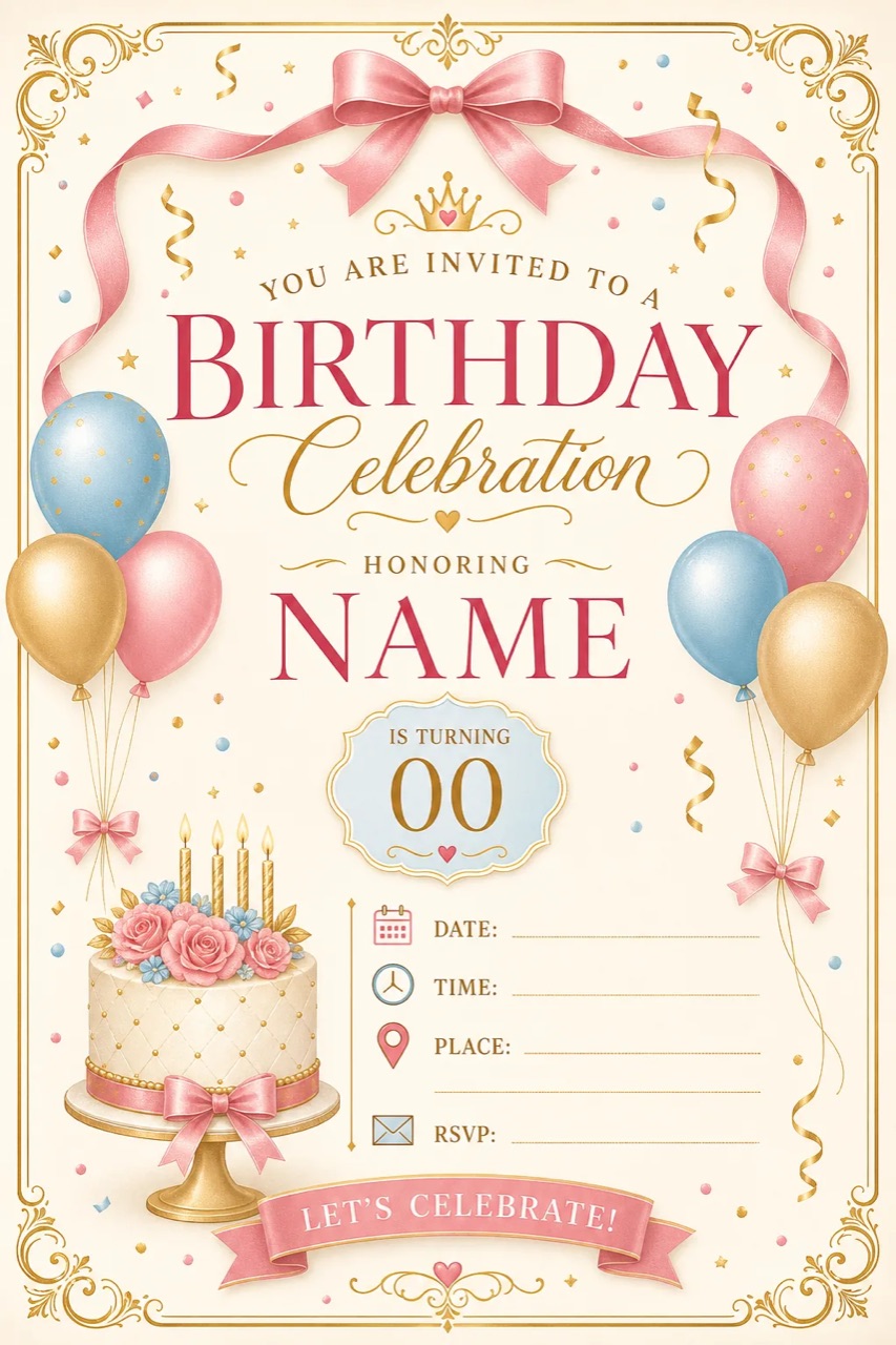 Custom AI Generated Birthday Invitation Cards for Any Theme preview